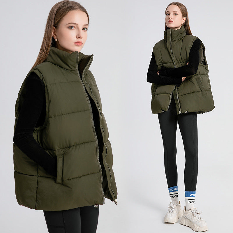 Cozy Thermal Padded Puffer Vest with Stand Up Collar and Pockets