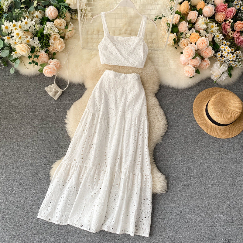 Women's Two-Piece Set - Long Skirt & Fashion Vest Top