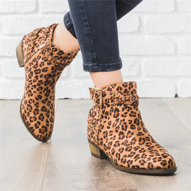 Chic Suede Ankle Boots with Buckle
