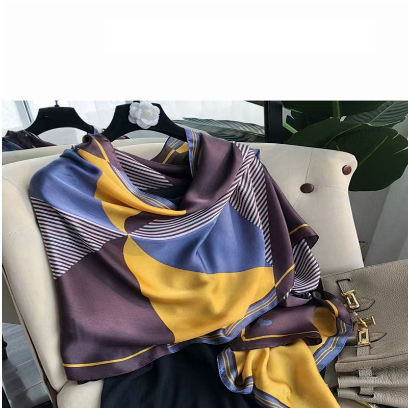 Geometric Print Tencel Cotton Scarf