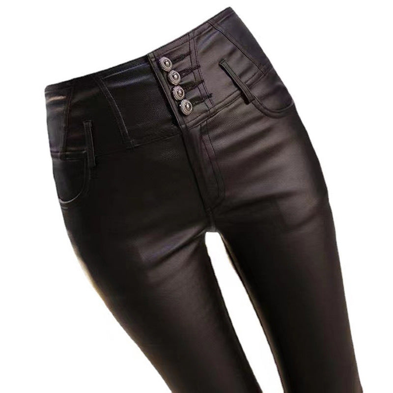 Women's High Waist Faux Leather Slim Fit Leggings