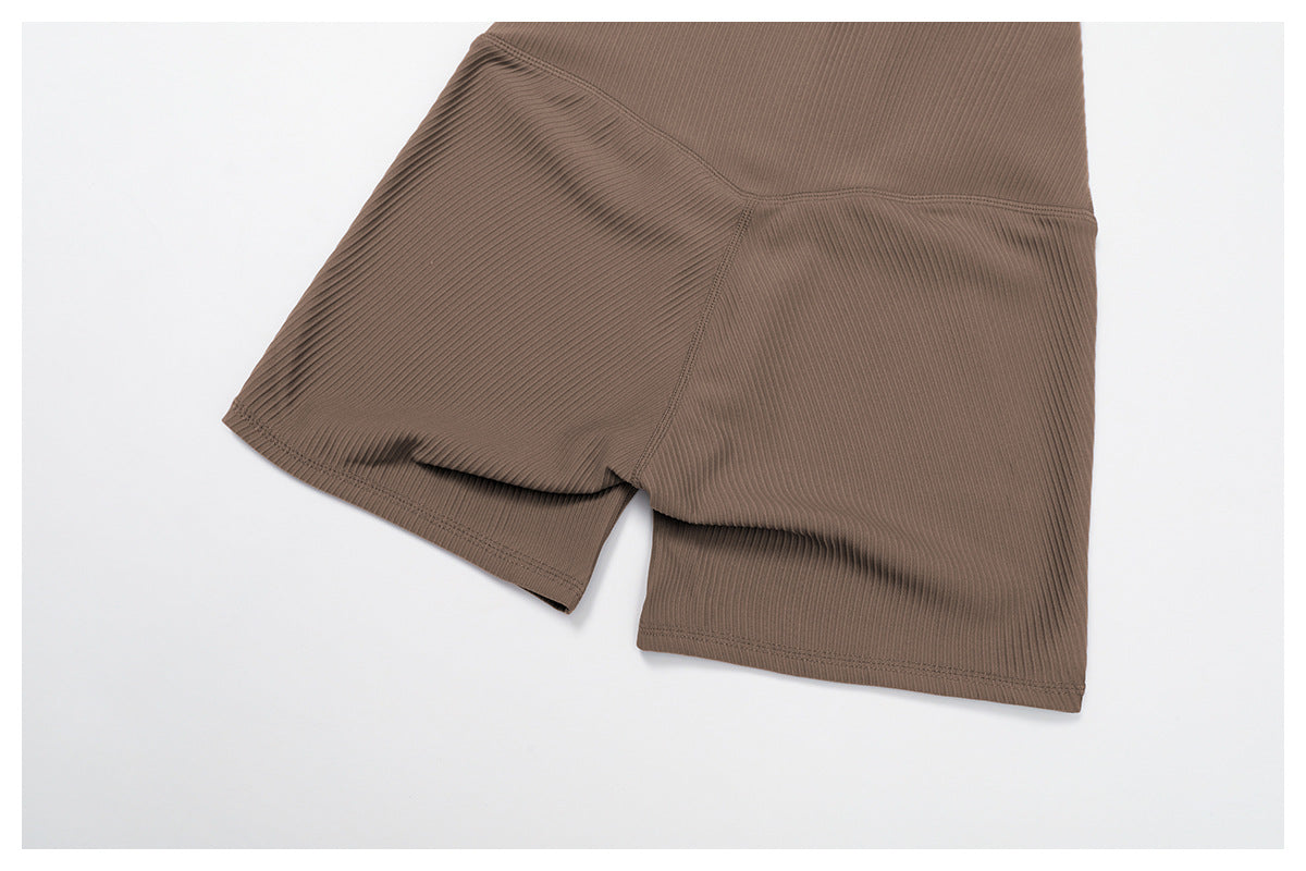 High Waist Ribbed Sculpting Yoga Shorts for Enhanced Performance