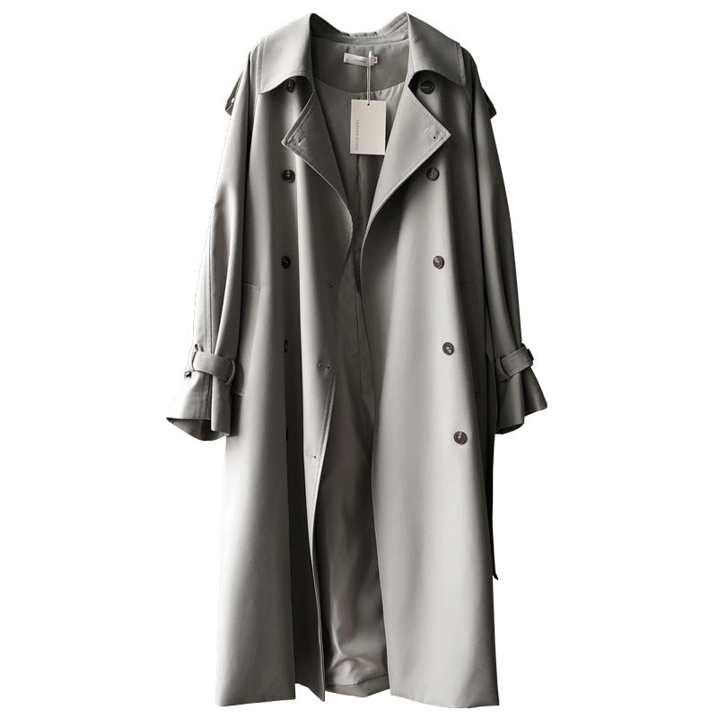 Chic Women's Casual Trench Coat - Stylish Long Sleeve Lapel Outerwear
