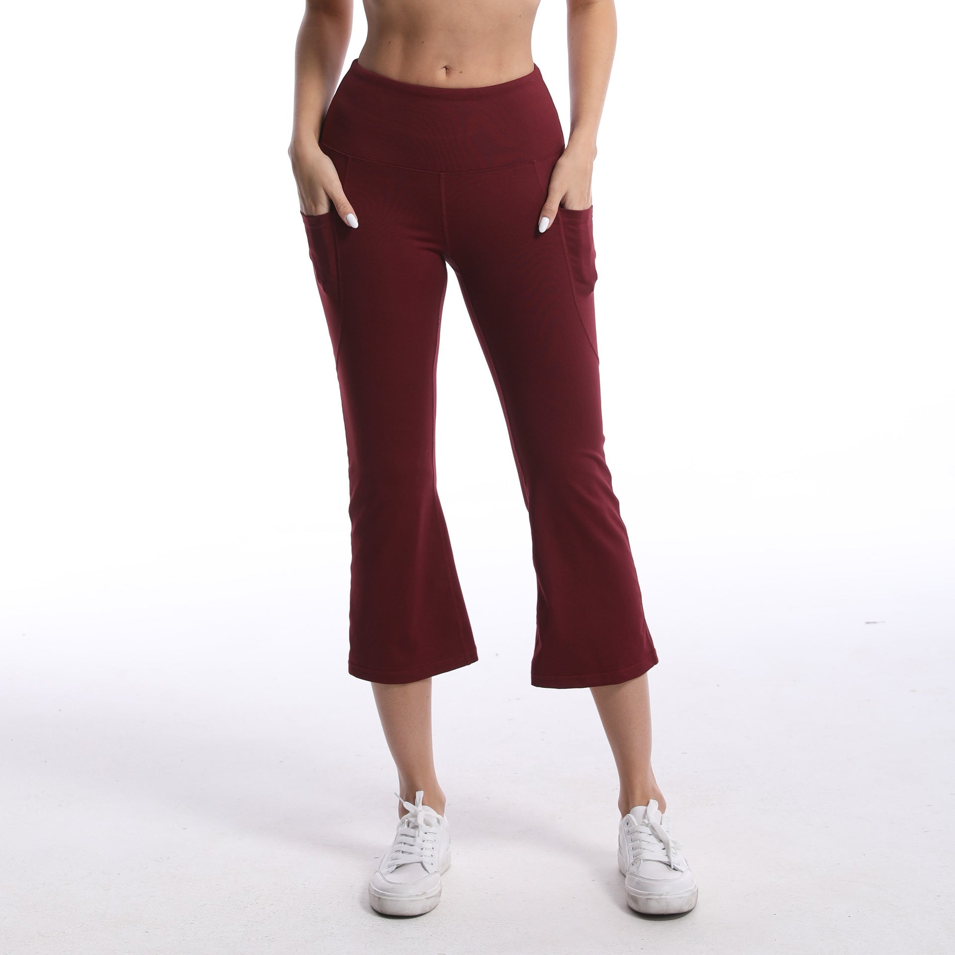 Excellent Nude Feel Cropped Yoga Leggings with Pockets & Hip Lift