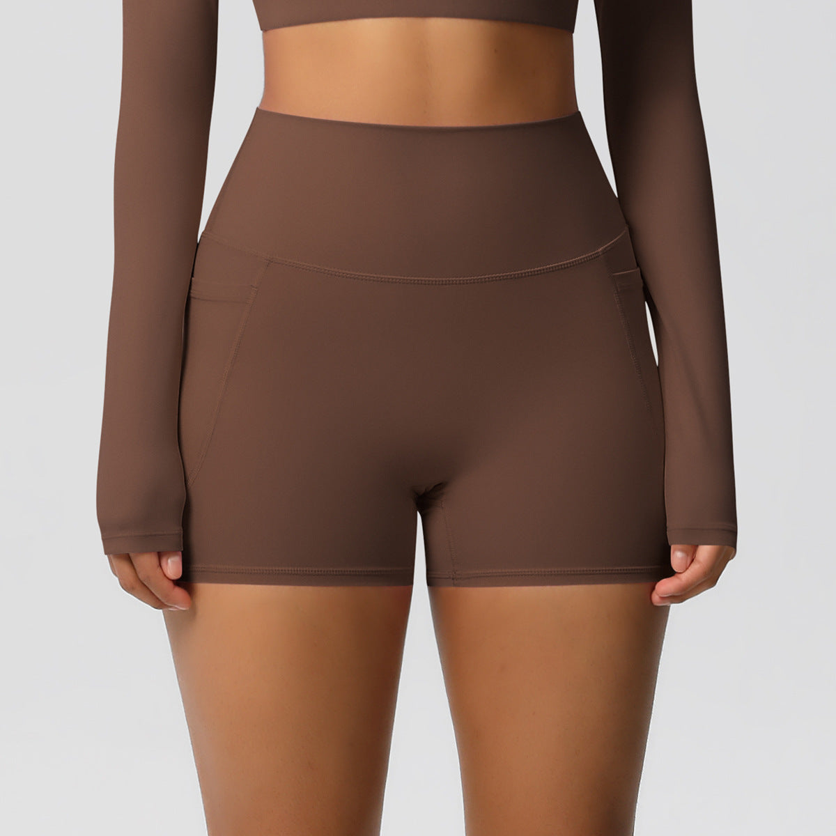 Comfortable High Waisted Athletic Shorts with Handy Side Pockets for Workouts