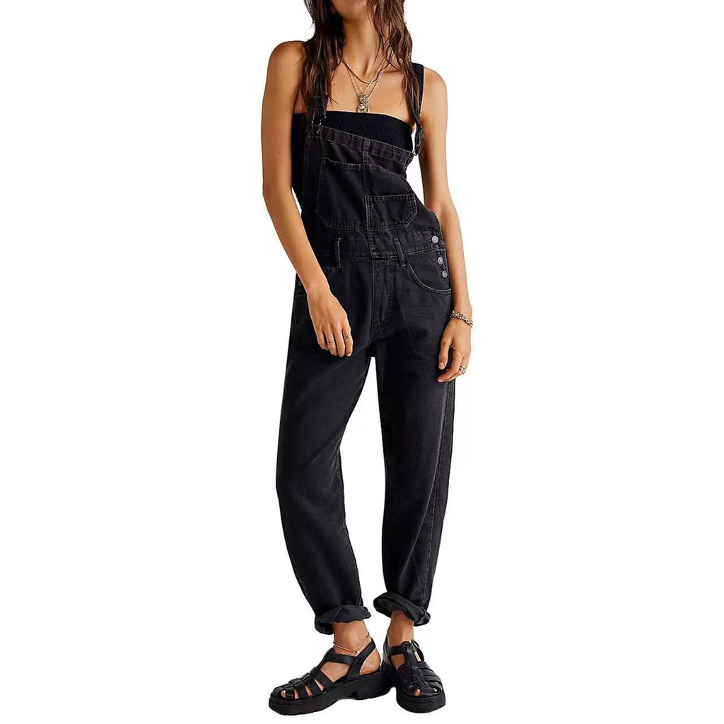 Comfortable Loose Fit Denim Overalls for Casual Everyday Wear