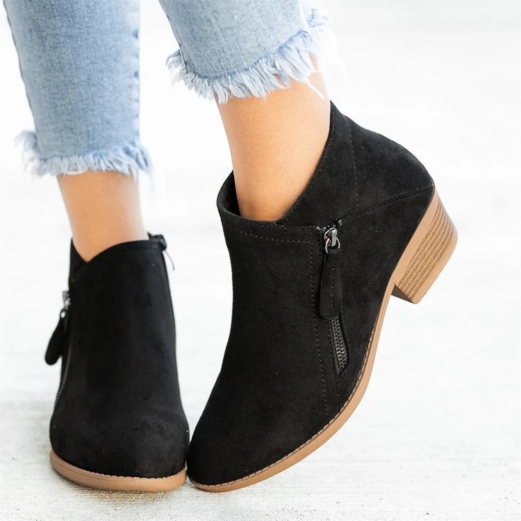Chic Suede Side-Zip Ankle Boots