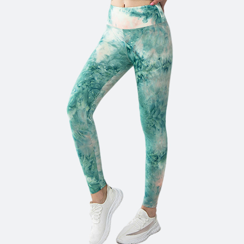High Waisted Tie Dye Printed Elastic Running and Fitness Yoga Leggings