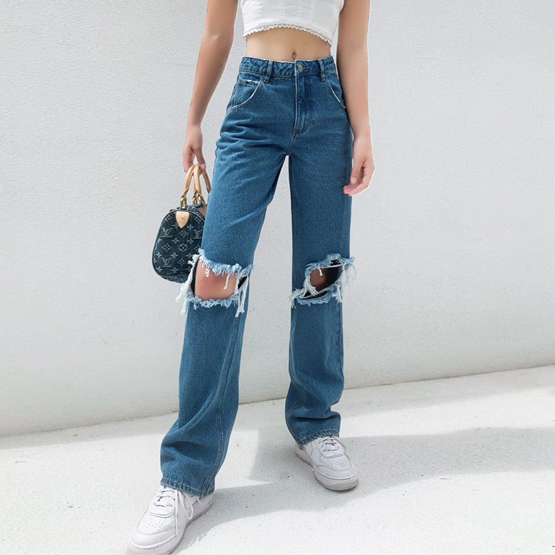 High-Waisted Ripped Wide-Leg Jeans | Ariana Vogue