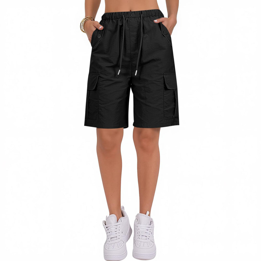 Comfortable Quick-Drying Women's Casual Cropped Cargo Shorts with Pockets