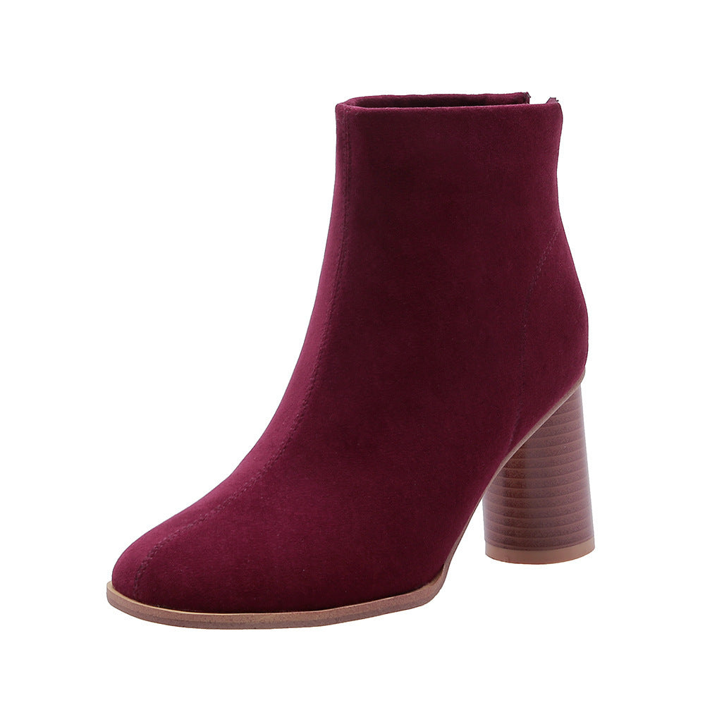 Chic Frosted Block Heel Ankle Boots