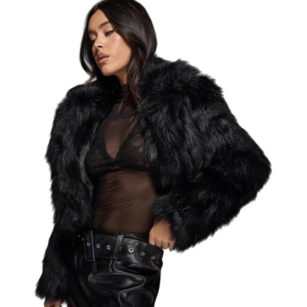 Luxurious Warm Faux Fur Cropped Jacket for Winter Style