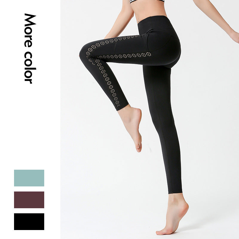 High Waist Athletic Leggings with Laser Cut Details for Active Lifestyle
