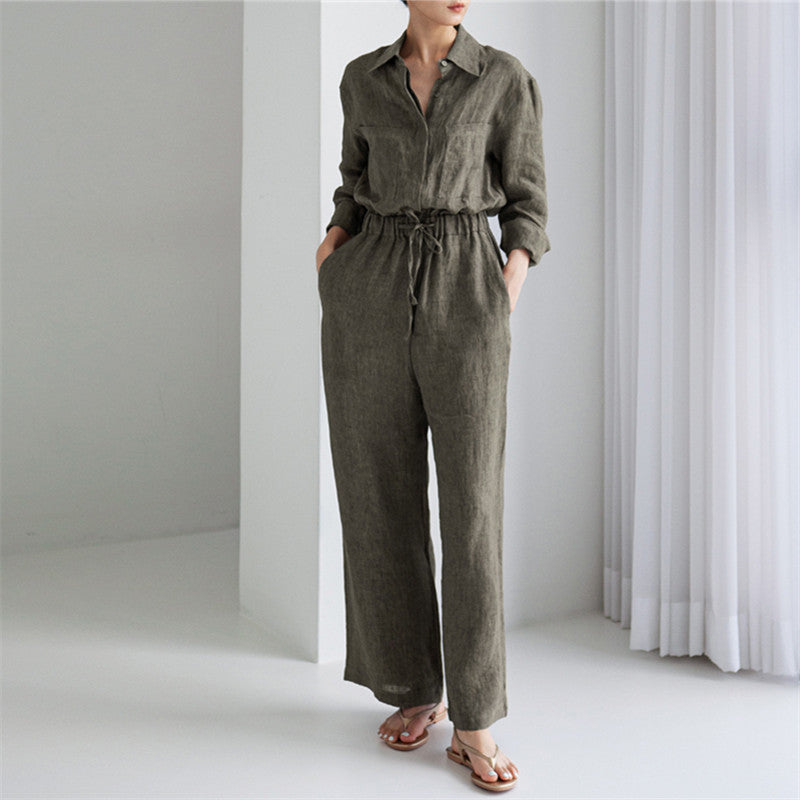 Comfortable Everyday Long Sleeve Wide Leg Jumpsuit for Women