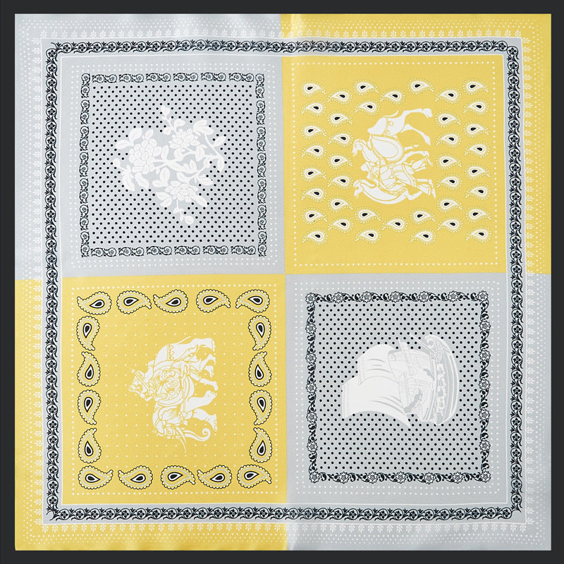 Chic Printed Silk-Feel Square Scarf 53x53cm