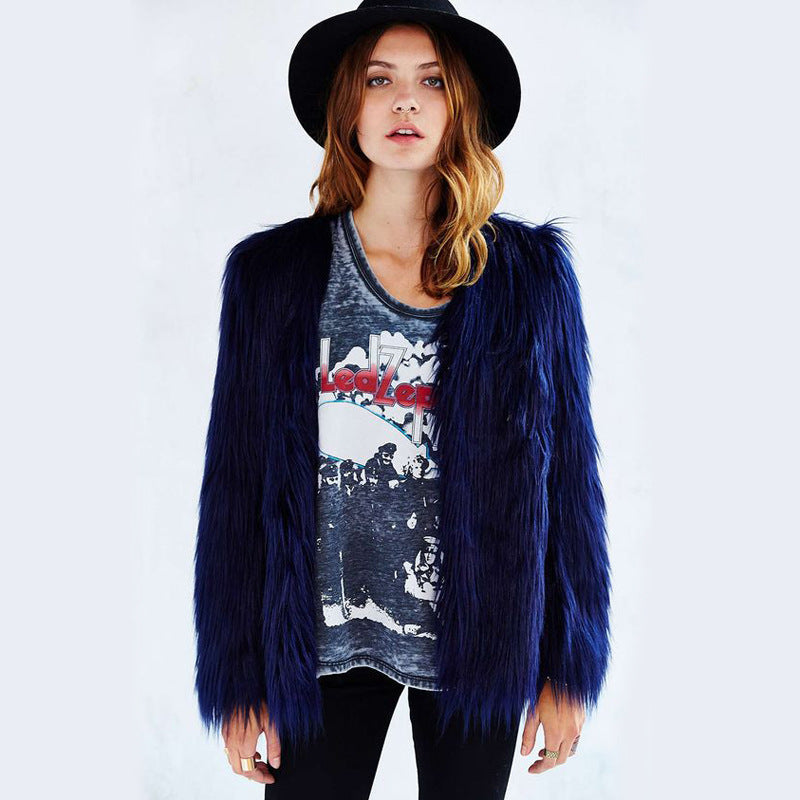 Luxurious Shaggy Faux Fur Short Jacket Warm Cozy Outerwear