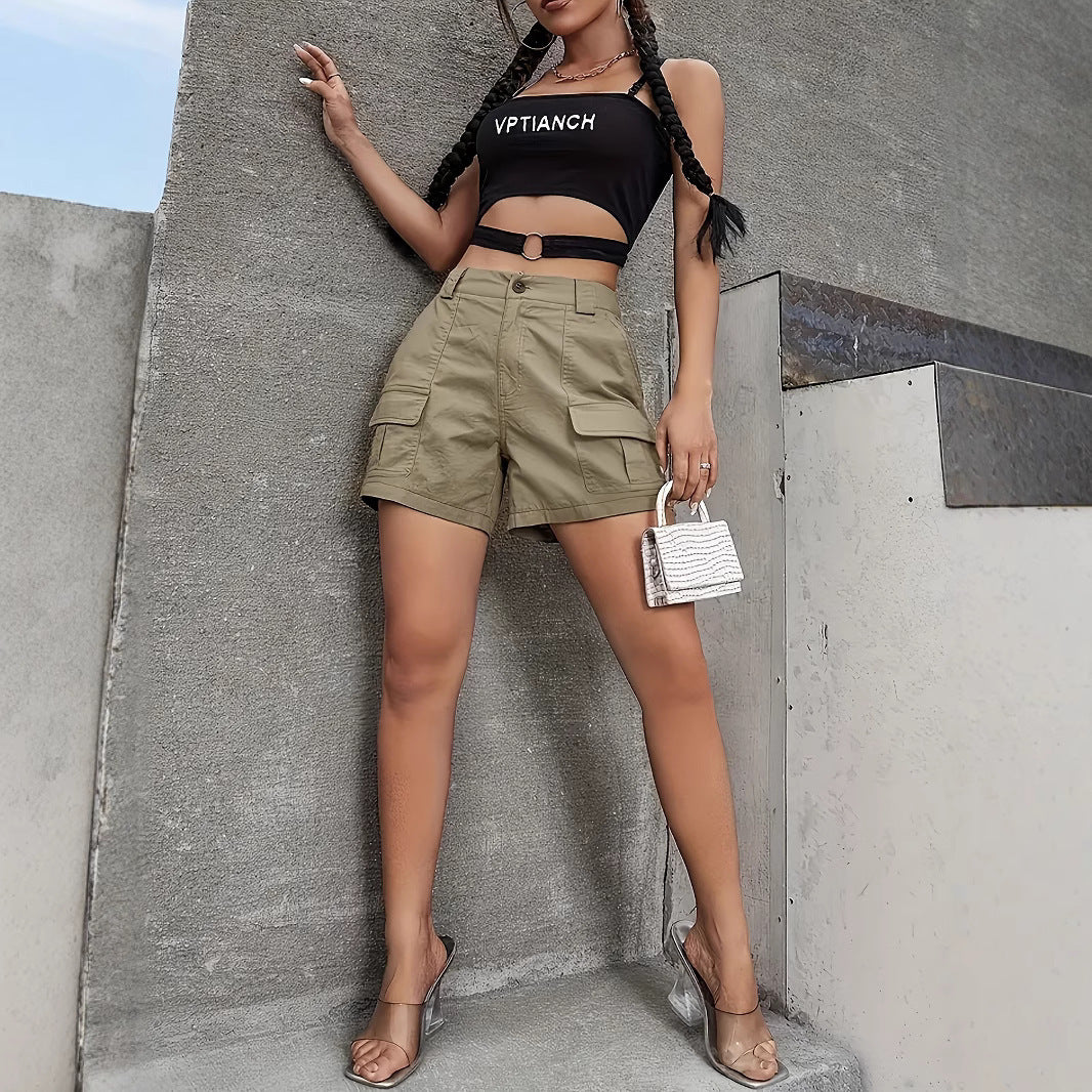 Effortless Stylish Straight Leg Casual Loose Fit Cargo Shorts for Women