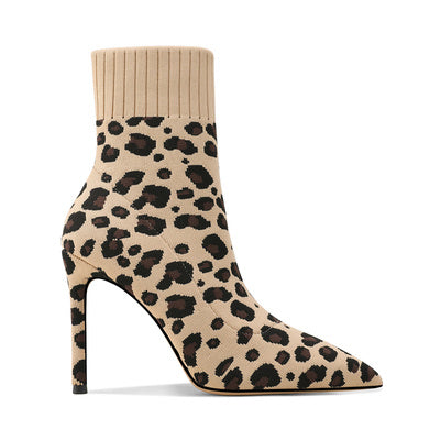 Leopard Print Stiletto Ankle Boots - Chic Pointed Toe
