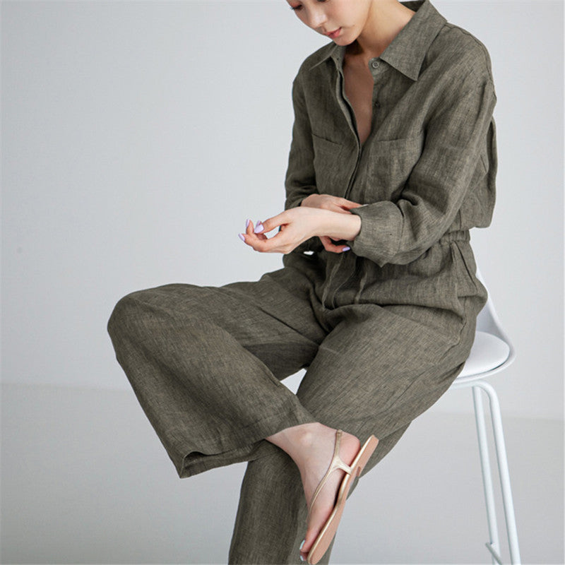Comfortable Everyday Long Sleeve Wide Leg Jumpsuit for Women