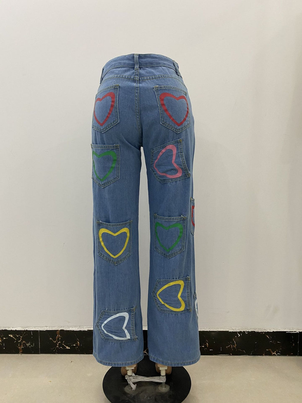 Women's Baggy Heart Patch Jeans