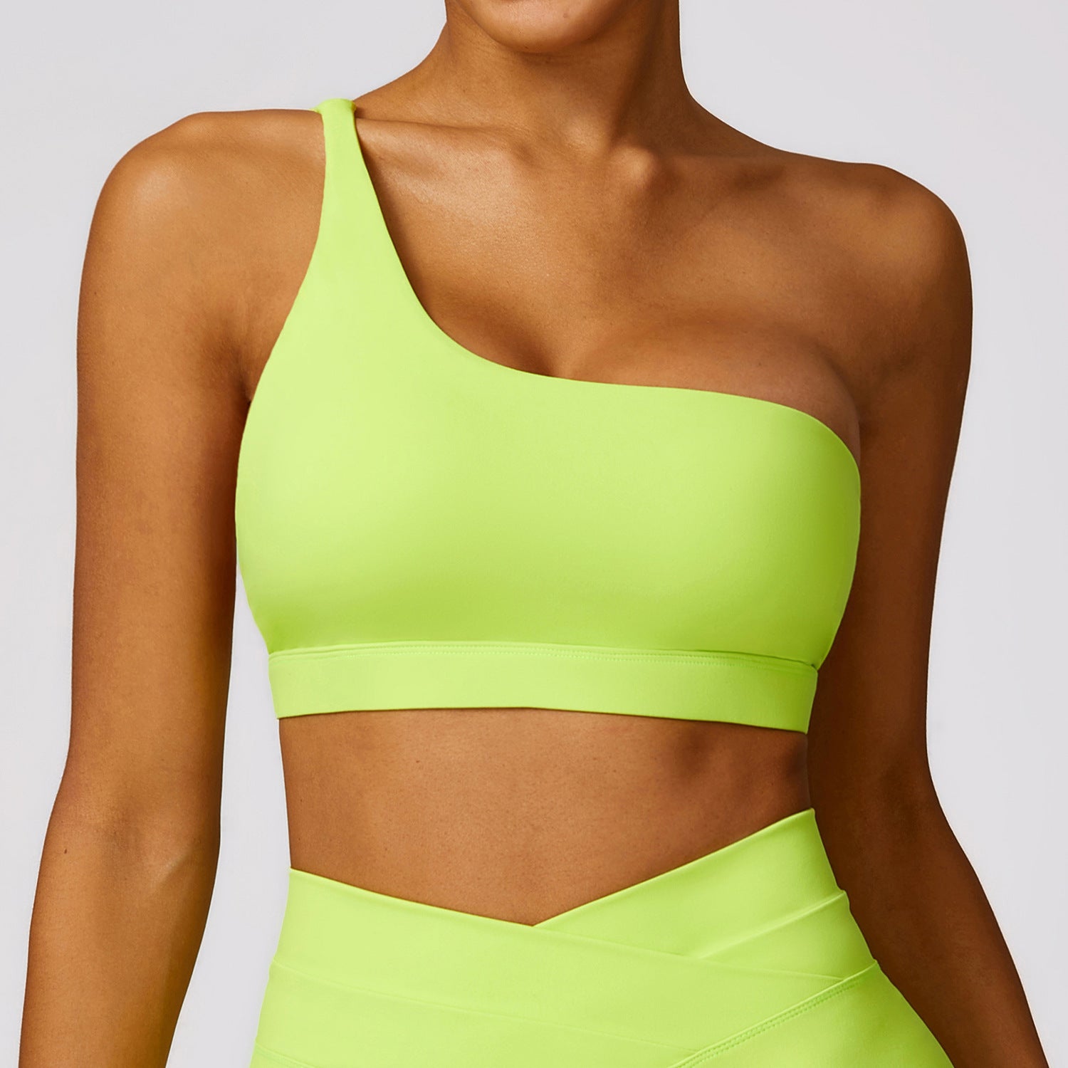 Asymmetrical One Shoulder Performance Sports Bra for Yoga and Workouts