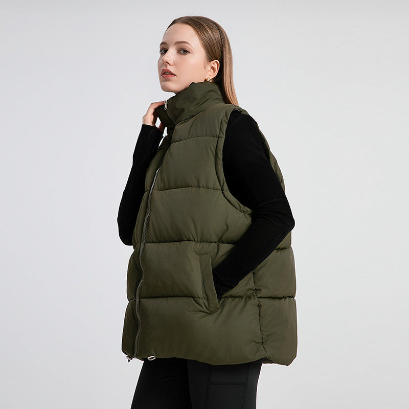Cozy Thermal Padded Puffer Vest with Stand Up Collar and Pockets