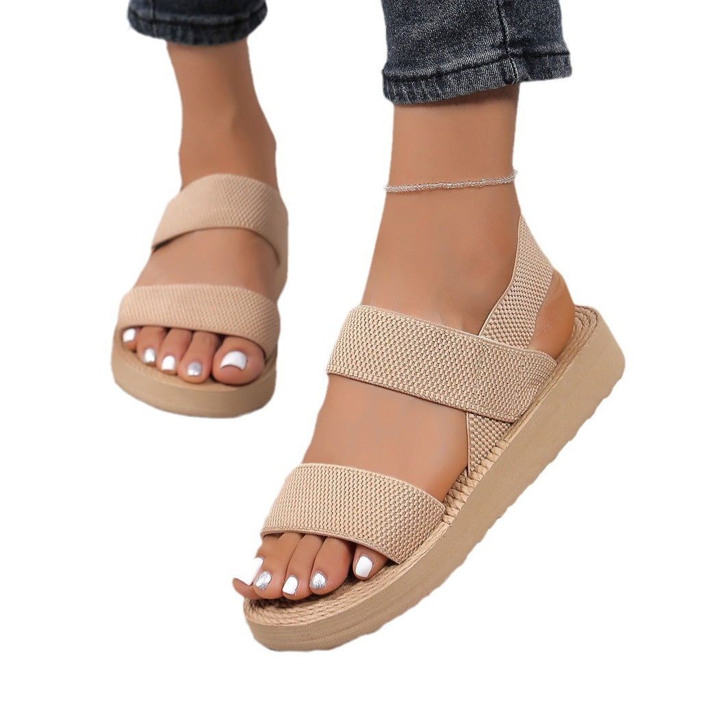 Comfort Platform Elastic Strap Sandals