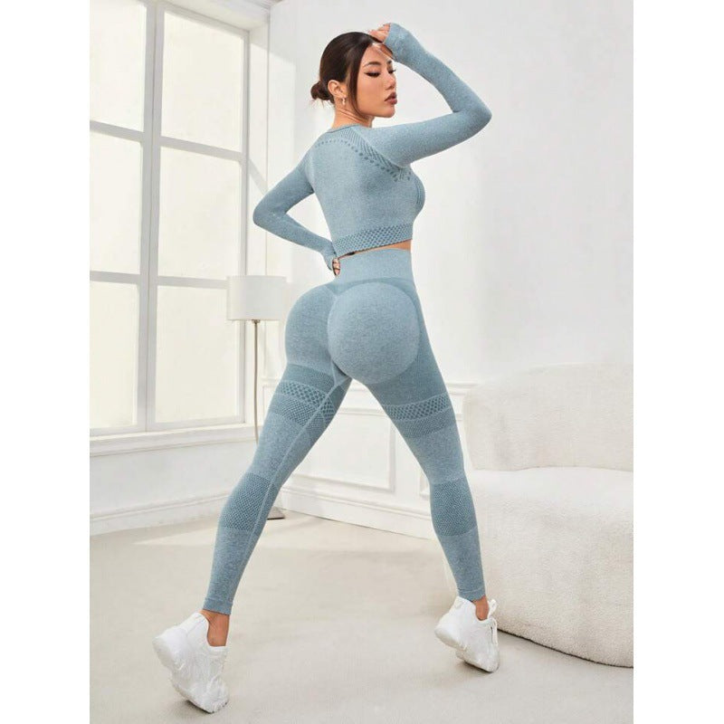 Seamless Super Stretch Long Sleeve Crop Top and Leggings Activewear Set