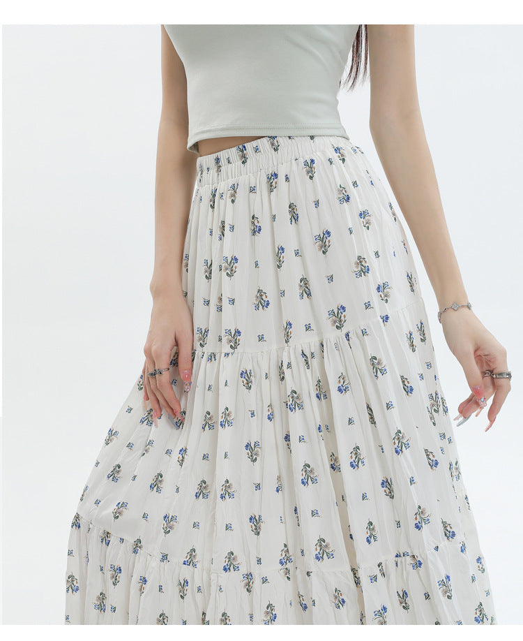 Bohemian Floral Chiffon Maxi Skirt - High Waist A-Line Tiered