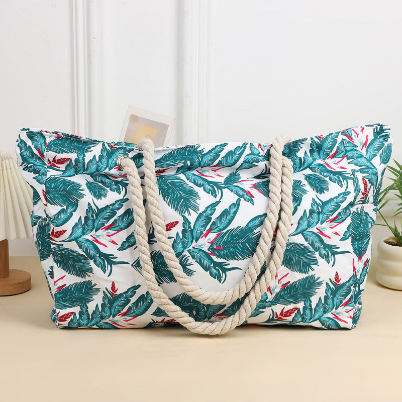 Large Canvas Beach Tote Bag for Women - Tropical & Versatile