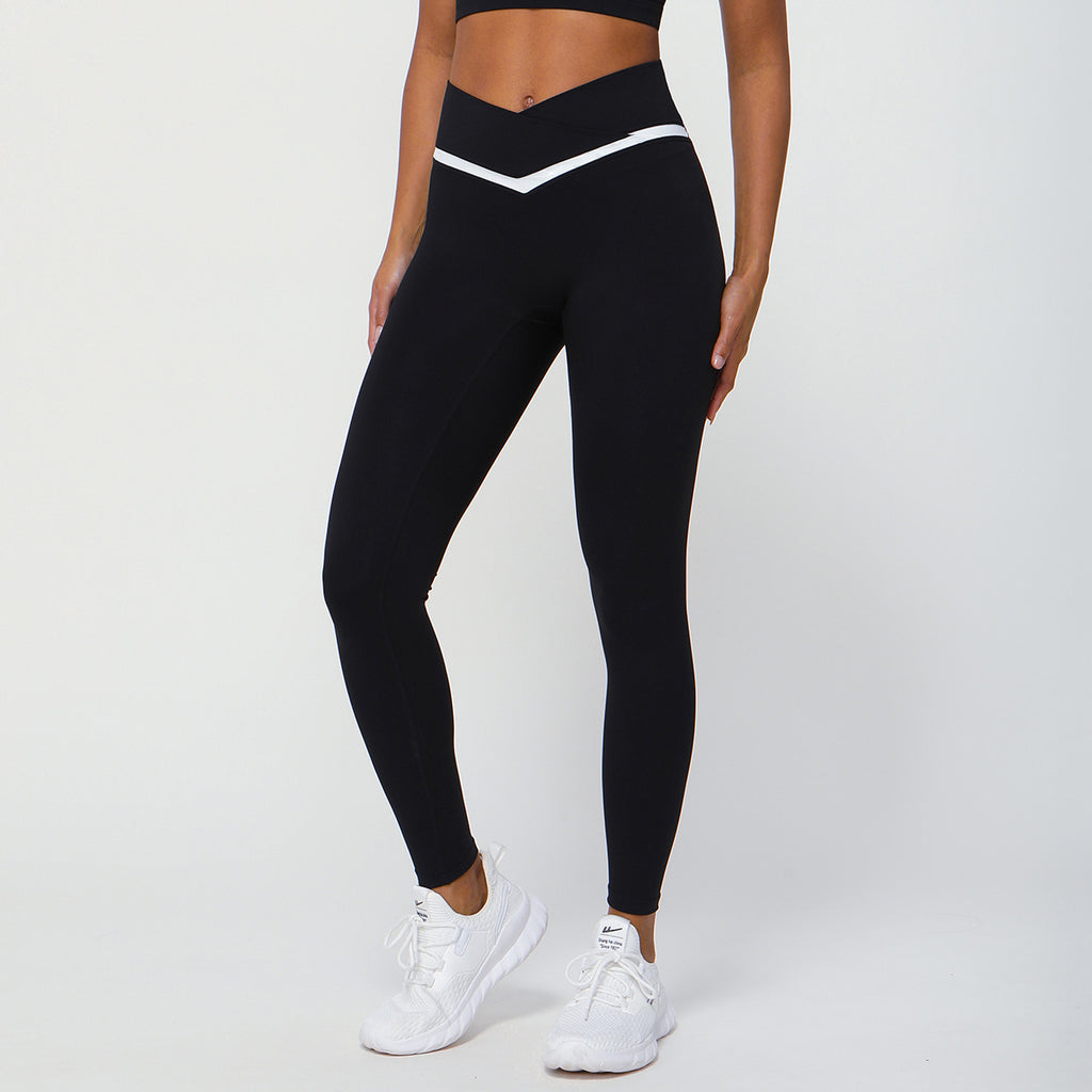 High Waisted V Shape Cropped Fitness Leggings for Active Performance