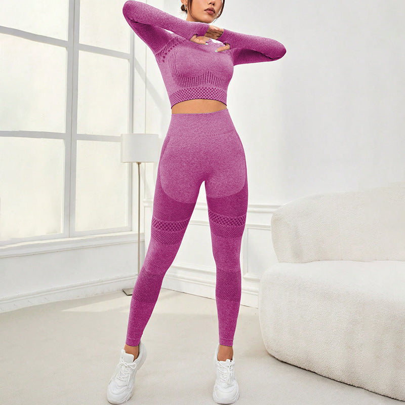 Seamless Super Stretch Long Sleeve Crop Top and Leggings Activewear Set