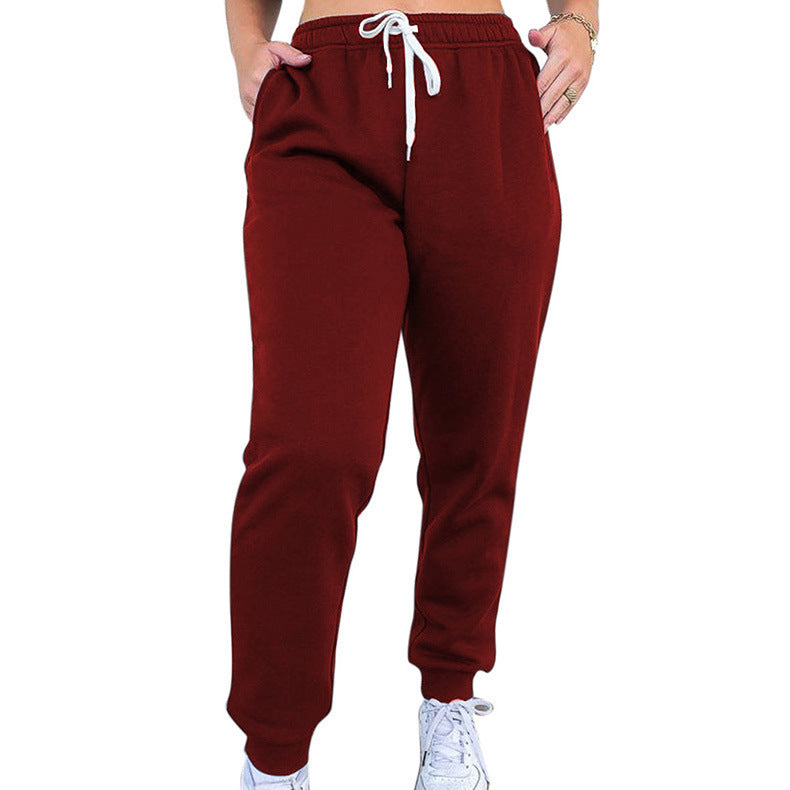 Comfortable Women's Solid Color Drawstring Waist Casual Lounge Jogger Sweatpants