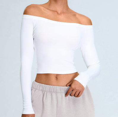 Versatile Ribbed Off Shoulder Long Sleeve Crop Top Everyday Essential