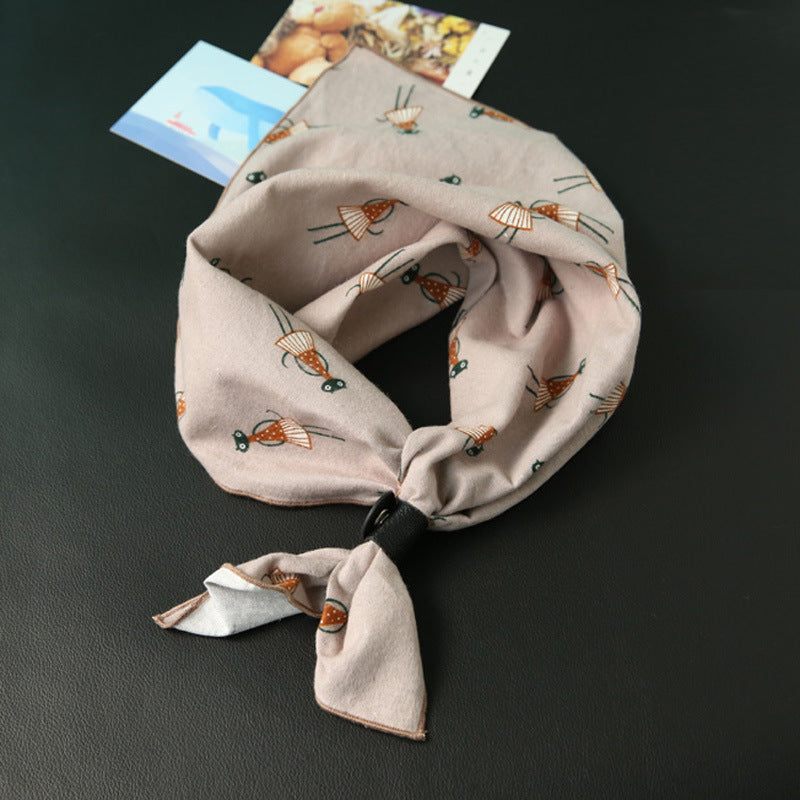 Elegant Women's Cotton Square Scarf - Bird Print