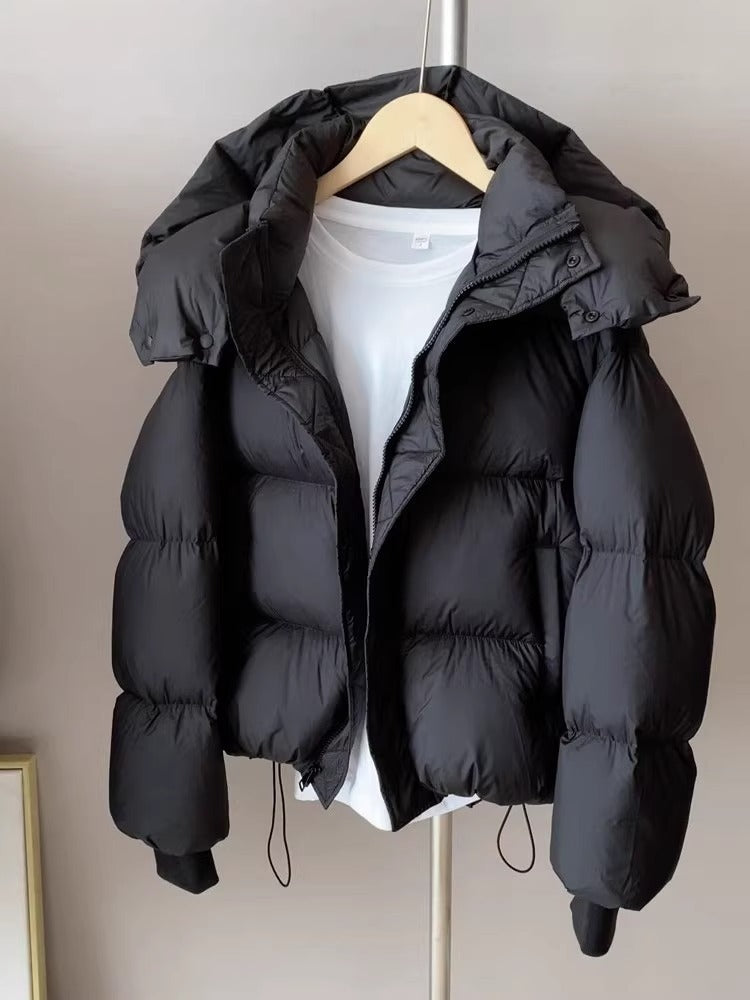 Chic Everyday Hooded Puffer Jacket Warm Loose Fit Outerwear
