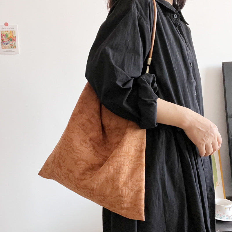Jacquard Shoulder Bag - Cotton & Leather
