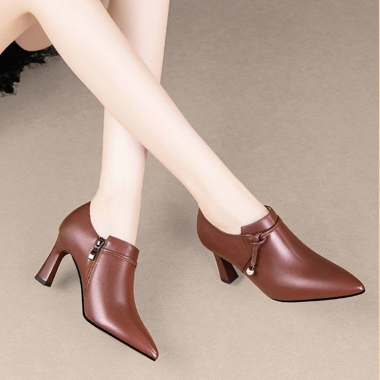 Chic Pointed Toe Chunky Heel Pumps for Women - Everyday Elegance