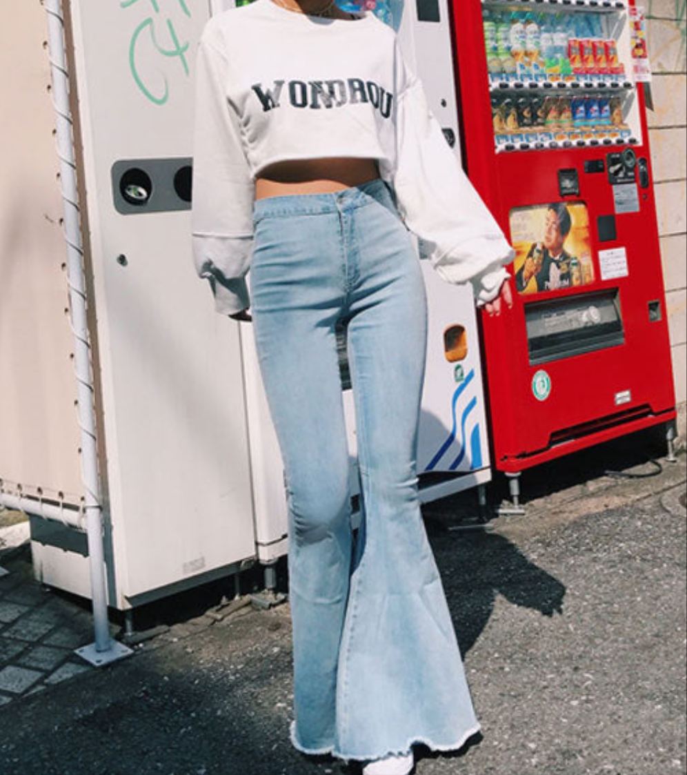High Waist Stretch Denim Flare Jeans