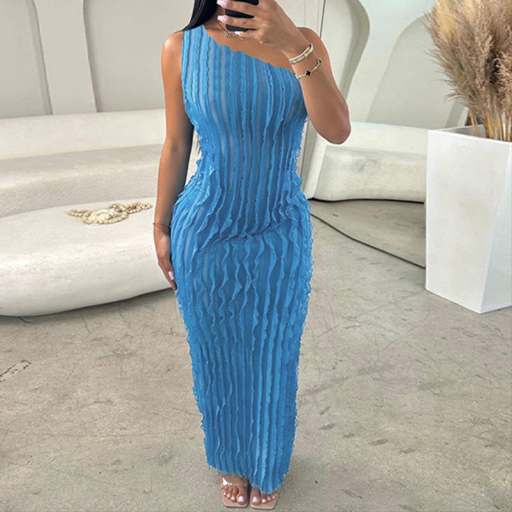 Sleek One Shoulder Backless Maxi Sheath Dress - Bodycon Evening Wear