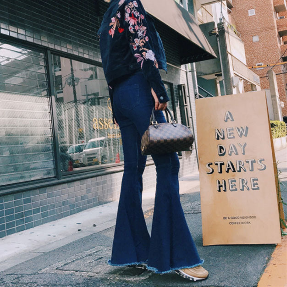 High Waist Stretch Denim Flare Jeans