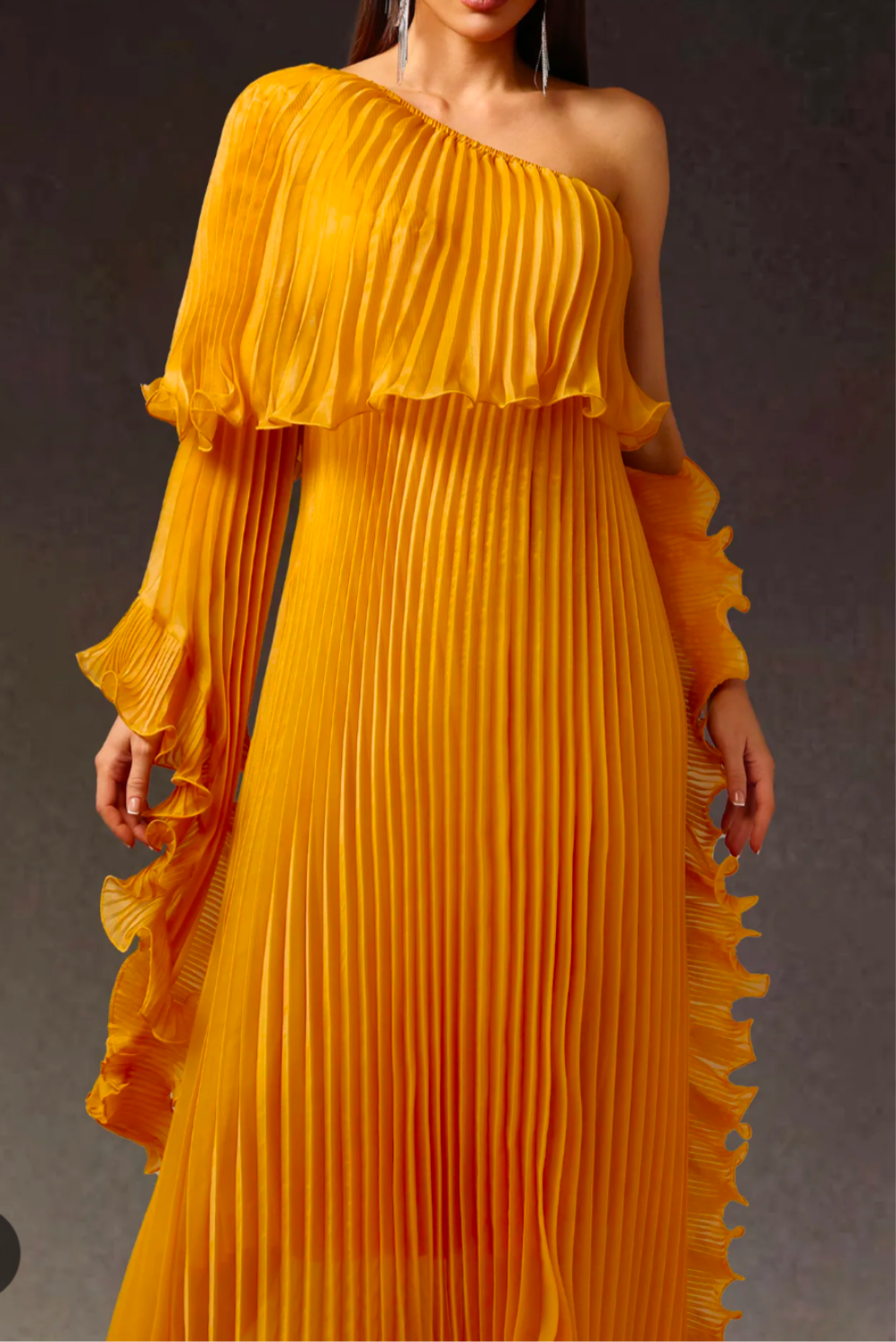 Chic One-Shoulder Pleated Maxi Evening Dress - Ariana Vogue