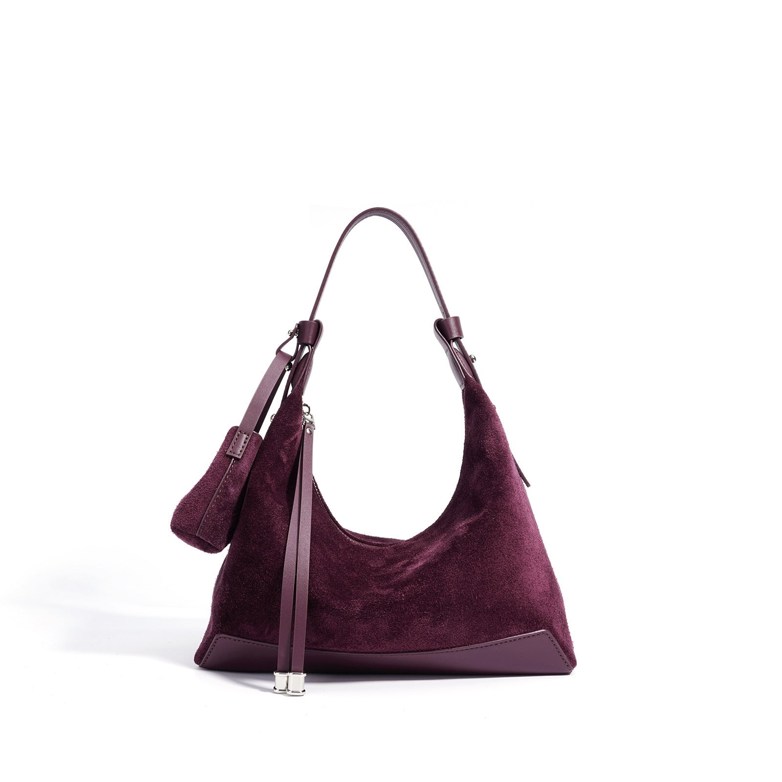 Elegant Genuine Leather Shoulder Bag with Suede Finish and Practical Compartments