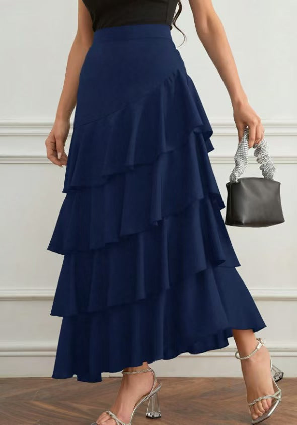 Women's Asymmetric Midi Skirt - High Waist Street Style