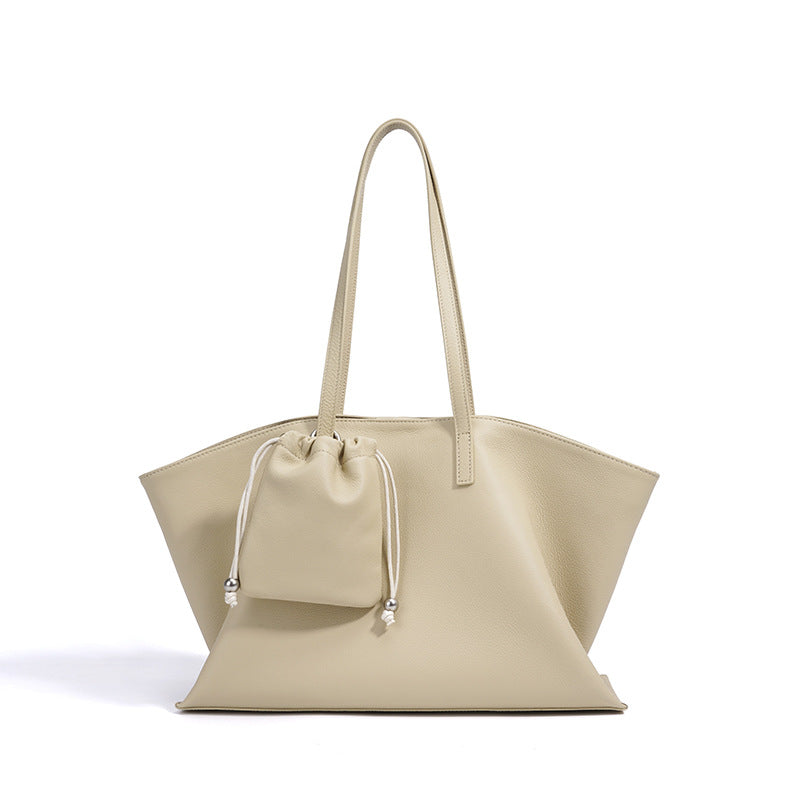 Versatile Genuine Leather Large Capacity Shoulder Tote Bag for Everyday Style