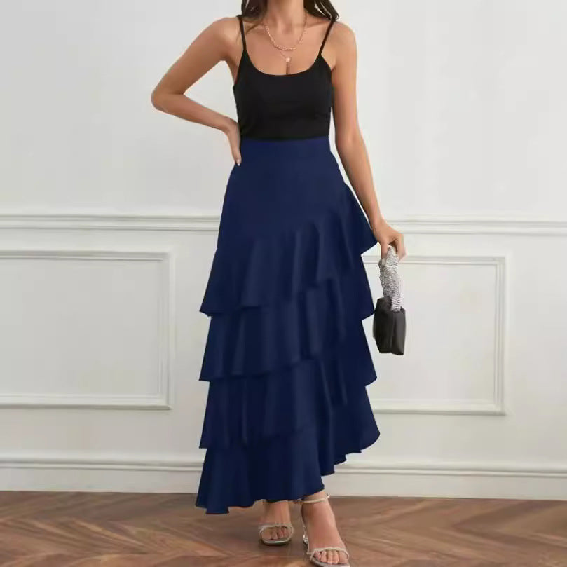 Women's Asymmetric Midi Skirt - High Waist Street Style