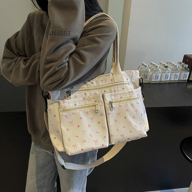 Stylish Retro Printed Nylon Tote Bag - Large Capacity