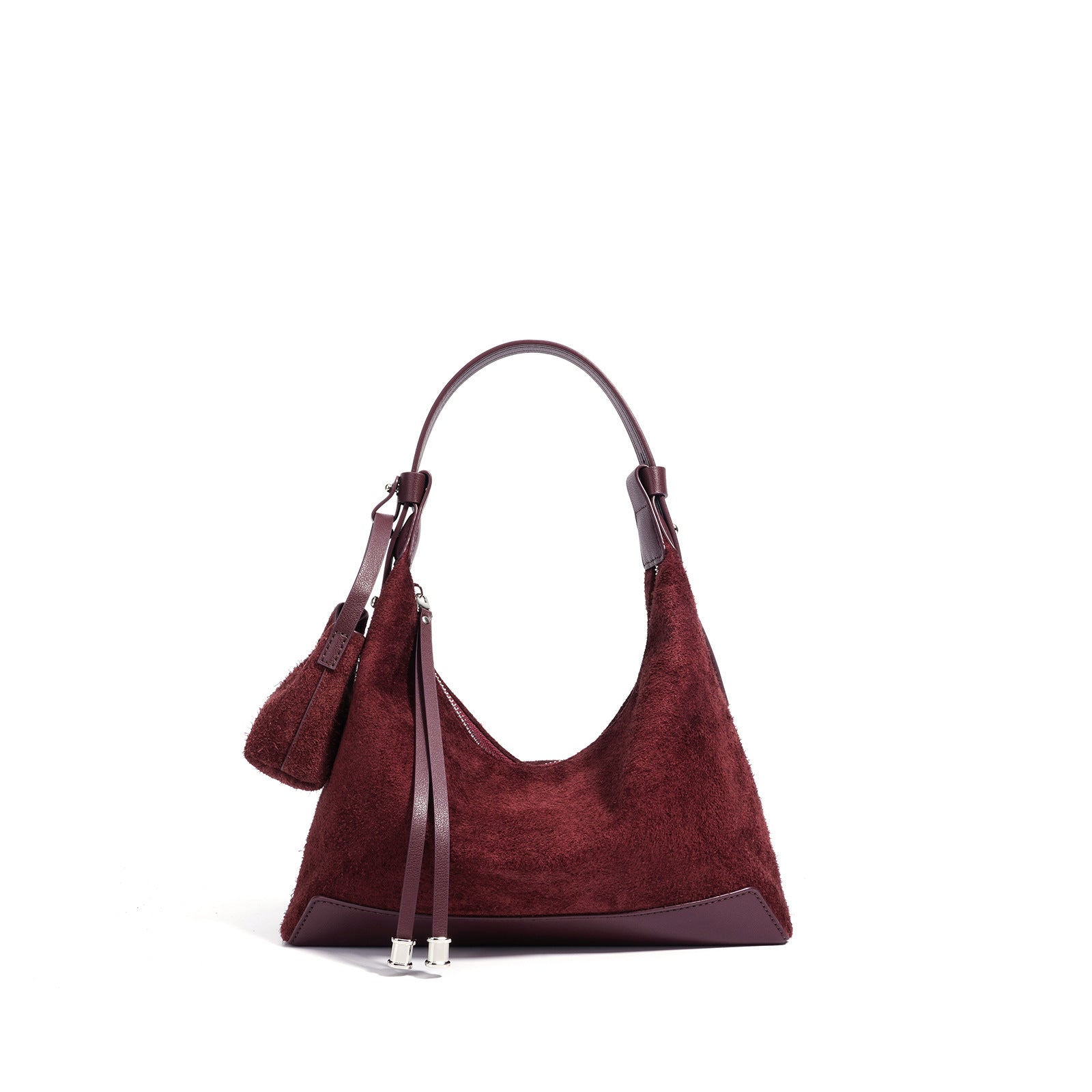 Elegant Genuine Leather Shoulder Bag with Suede Finish and Practical Compartments