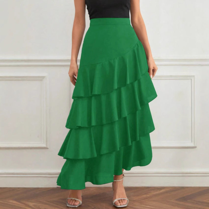 Women's Asymmetric Midi Skirt - High Waist Street Style