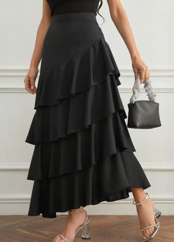 Women's Asymmetric Midi Skirt - High Waist Street Style